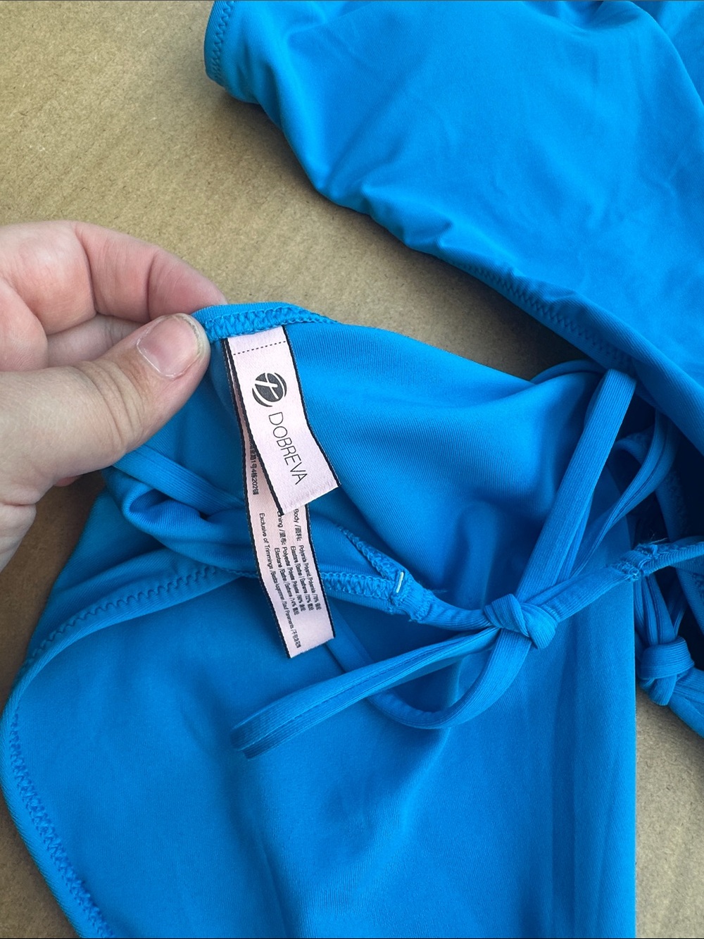 Blue One-Piece Swimsuit with Side Tie Straps - Picture 2 of 4